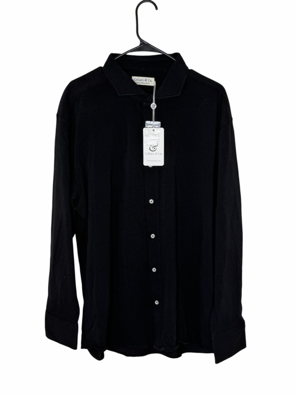 NWT Collars & Co. Black Luxury Pique Cotton Cutaway Collar Shirt XXXL 3XL